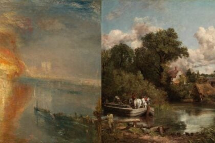 JMW Turner, The Burning of the Houses of Lords and Commons, 16 October 1834, 1835. Cleveland Museum of Art. Bequest of John L. Severance 1942.647; John Constable, The White Horse, 1819. © The Frick Collection, New York. Photo: Joseph Coscia Jr